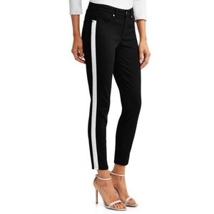 Express High Waisted Denim Black Side Stripe Ankle Leggings Size 14